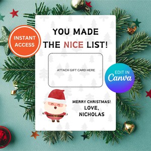 Porta-cartão de presente de Natal | Cartão de agradecimento de Natal | Modelo editável do Canva | Presentes de última hora para impressão | Presentes fofos de Natal | Amigo secreto