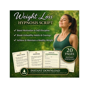 Weight Loss Hypnosis Script | Healthy Habits & Motivation for Clients | Instant PDF Download