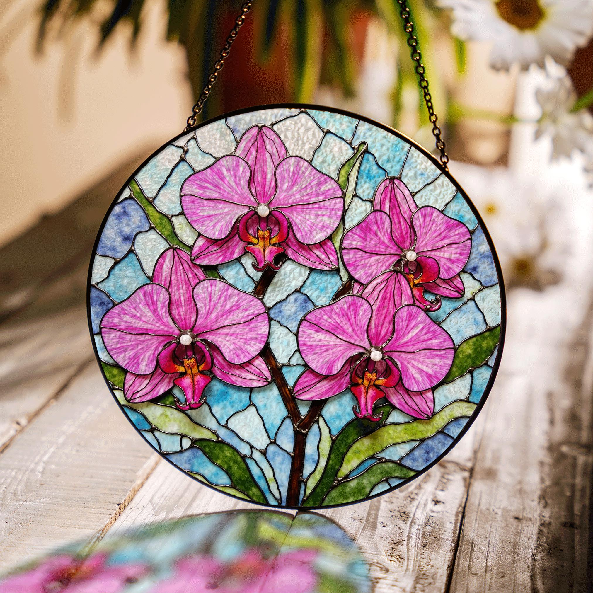 Acchiappasole in vetro colorato a forma di orchidea: fiori per finestre fatti a mano, arredamento moderno per la casa, regalo per la festa della mamma - Italia
