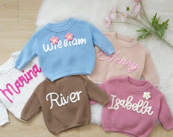 Personalized Hand Embroidered Name Baby Sweater ,Baby Jumper,Baby First Pullover, Custom Letter Name Sweater, Ideal Gift to Newborn Mom