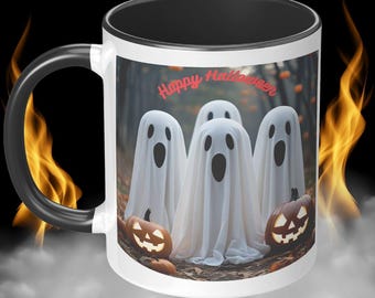 Cute Ghosts Coffee Mug, Festive Halloween Ceramic Mug, Fall aesthetic, Halloween theme, perfect gift for Teacher, Fall Decor Ghost Cup Ghost