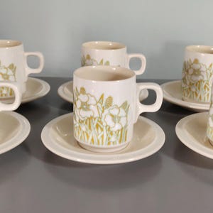 Set of 6 Vintage 1970s Hornsea Fleur Small Coffee / Espresso Cups | Hornsea Pottery | 70s Kitchen | Home Decor | Made in England
