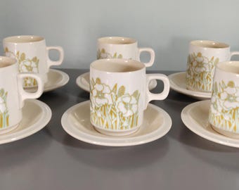 Set of 6 Vintage 1970s Hornsea Fleur Small Coffee / Espresso Cup | Made in England (ID:F)