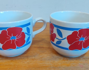 Raro par de tazas vintage de Kilncraft de la década de 1980 / Fabricadas en Inglaterra (ID:W)