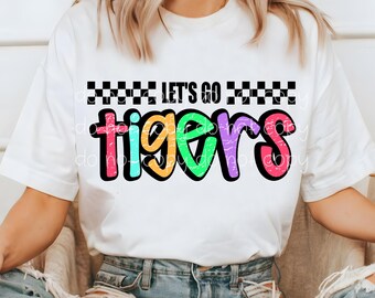 Tiger PNG, Let's Go Tigers PNG, Tiger digitaler Download, PNG-Design für Dtf und Sublimation, Maskottchen PNG, Teamgeist PNG