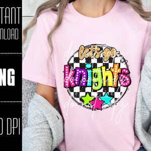 Knights Mascot PNG, Colorful Knights Mascot design, Retro Knights design, Knights team shirt png, PNG design for Dtf and Sublimation