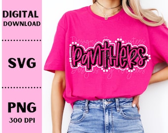 Panthers SVG, Panthers PNG, Mascot shirt design, Team spirit png, Panthers Sublimation design, Hand lettered, Digital Download, Team Name