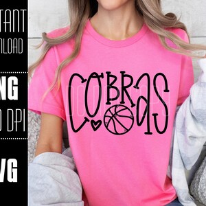 Cobra's SVG, cobra's png, cobra's basketbal, shirt mascotte shirtontwerp, teamgeest png, handgeletterd, digitale download, basketbal png