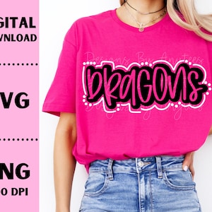 Dragons SVG, Dragons PNG, Mascot shirt design, Team spirit png, Dragons Sublimation design, Hand letter, Digital Download, Team Name design