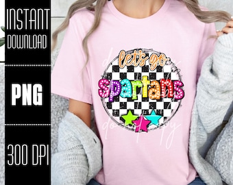 Spartans Mascot PNG, Colorful Spartans Mustangs design, Retro Spartans design, Spartans team shirt png, PNG design for Dtf and Sublimation