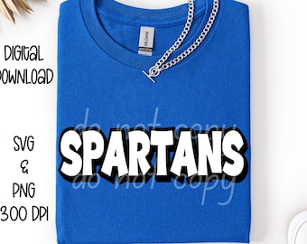 Spartans SVG, Spartans PNG, Mascot shirt design, Team spirit png, Spartans Sublimation design, Mens design, Digital Download, Mascot design