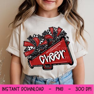 Cheer Design PNG, red and black, Cheer Pom Poms, PNG for dtf and sublimation, Instant Download, team Spirit, Cheer png, Mascot png