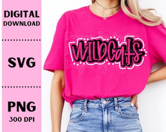 Wildcats SVG, Wildcats PNG, Mascot shirt design, Team spirit png, Wildcats Sublimation design, Hand lettered, Digital Download, Team Name