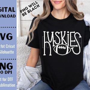 Huskies SVG, Huskies PNG, Huskies Football, Mascot shirt design, Team spirit png, Hand lettered, Digital Download, Football PNG