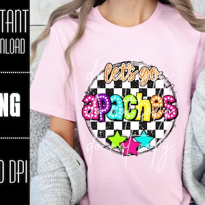 Apaches Mascot PNG, Colorful Apaches Mascot design, Retro Apaches design, Apaches team shirt png, PNG design for Dtg, Dtf, and Sublimation