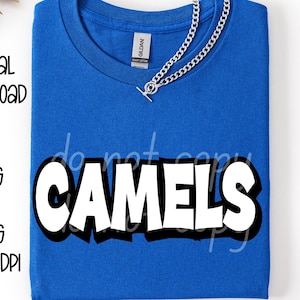 Cammelli SVG, Cammelli PNG, Design della maglietta della mascotte, Spirito di squadra png, Design a sublimazione dei cammelli, Design maschile, Download digitale, Design del nome della squadra