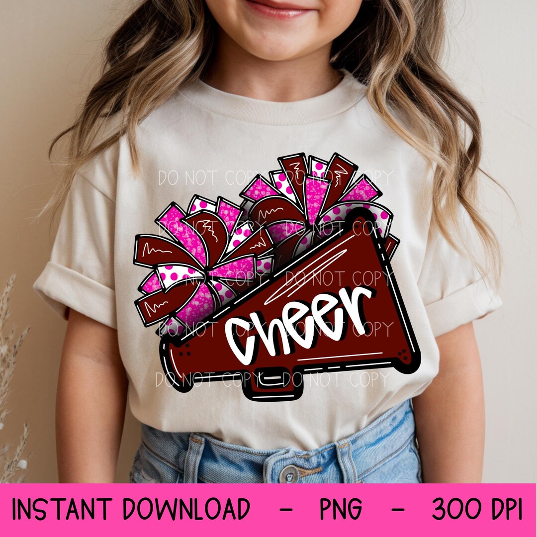 Comp. Cheer Pink Design Cheer Design PNG, Maroon and Pink, Cheer Pom Poms, PNG for Dtf and ...