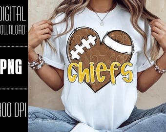Chiefs PNG, Football PNG, Chiefs digital download, Football Heart png, Chiefs shirt png, PNG design for Dtf and Sublimation, Team Spirit