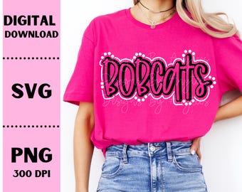 Bobcats SVG, Bobcats PNG, diseño de camiseta de mascota, espíritu de equipo png, diseño de sublimación de Bobcats, letra hecha a mano, descarga digital, diseño de nombre de equipo