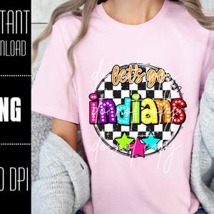 Indians Mascot PNG, Colorful Indians Mascot design, Retro Indians design, Indians team shirt png, PNG design for Dtf and Sublimation