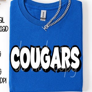 Cougars SVG, Cougars PNG, Mascot shirt design, Team spirit png, Cougars Sublimation design, Mens design, Digital Download, Team Name design