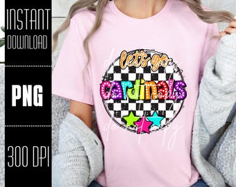 Cardinals Mascot PNG, Colorful Cardinals Mascot design, Retro Cardinals design, Cardinals team shirt png, PNG design for Dtf and Sublimation