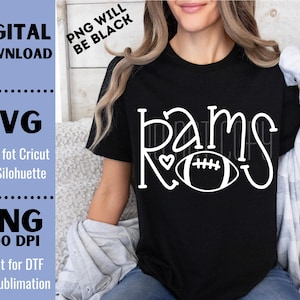 Rams SVG, Rams PNG, Rams Football, Mascot shirt design, Team spirit png, Hand lettered, Digital Download, Football PNG