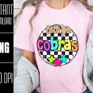 Cobras-mascotte png, kleurrijk cobra-mascotteontwerp, retro cobra-ontwerp, cobra-teamshirt png, png-bestand, png-ontwerp voor dtf en sublimatie