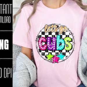 Cubs Mascot PNG, Colorful Cubs Mascot design, Retro Cubs design, Cubs team shirt png, PNG design for Dtf and Sublimation