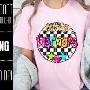 Warriors Mascot PNG, Colorful Warriors Mustangs design, Retro Warriors design, Warriors team shirt png, PNG design for Dtf and Sublimation
