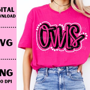 Eulen SVG, Eulen PNG, Maskottchen-Shirt-Design, Teamgeist png, Eulen Sublimationsentwurf, Hand beschriftet, digitaler Download, Team Name Design
