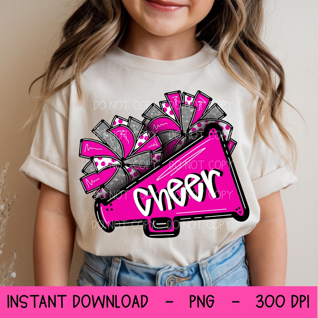 Comp. Cheer Pink Design Cheer Design PNG, Pink and White, Cheer Pom Poms, PNG for Dtf and ...
