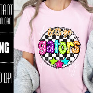 Gators Mascot PNG, Colorful Gators Mascot design, Retro Gators design, Gators team shirt png, PNG design for Dtf and Sublimation