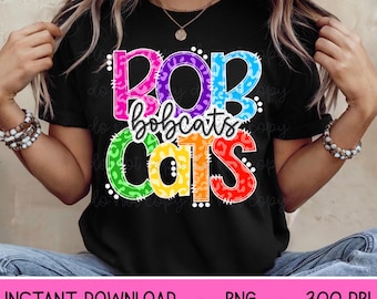 Bobcats PNG, mascota leopardo PNG, descarga digital de Bobcats, diseño PNG para DTF y sublimación, mascota PNG, espíritu de equipo, descarga instantánea