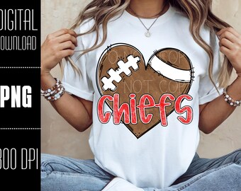 Chiefs PNG, Football PNG, Chiefs digital download, Football Heart png, Chiefs shirt png, PNG design for Dtf and Sublimation, Team Spirit