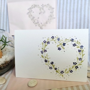 HEART of FLOWERS - Original Handpainted Watercolour card - Front can be personalised upon request