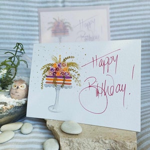 Let Them Eat Cake!  Original Handpainted Watercolour card (not mass-produced). The front can be personalised upon request (see image)