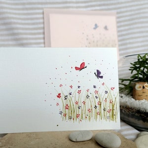 WHIMSY FIELDS of flowers - Original Handpainted Watercolour card - Front can be personalised upon request