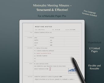 reMarkable Paper Pro Meeting Notes Template | Hyperlinked (Digital Download)