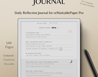 Daily Reflection Journal for reMarkable Paper Pro – Gratitude Template (Digital Download)