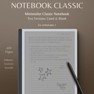 Minimalistisk anteckningsmall – Linjerad + Blank, för reMarkable 2 & Paper Pure (digital nedladdning)