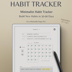 May include: A digital habit tracker on a tablet screen. The tracker is designed for building new habits over 30-90 days. The screen shows a habit tracker for "Morning Exercise" with a progress chart for the month of December 2024. The text "SMALL HABITS MAKE BIG CHANGES. KEEP GOING!" is written in yellow at the bottom of the screen.