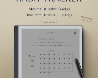 reMarkable 2 & Paper Pure Habit Tracker Template | Hyperlinked, Minimalist (Digital Download)