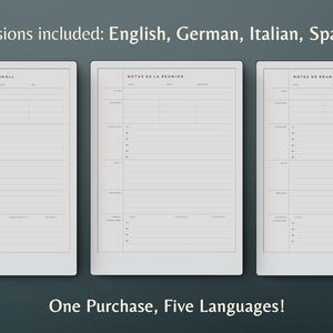K&ouml;nnte beinhalten: F&uuml;nf druckbare Tagesplanvorlagen in Englisch, Deutsch, Italienisch, Spanisch und Franz&ouml;sisch. Jede Vorlage hat ein schlichtes Design mit Linien zum Eintragen der Tagesaktivit&auml;ten.