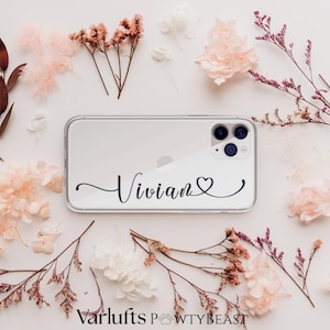 Clear Custom Handwriting iPhone Case: Personalized Cursive Name with Heart or Paw