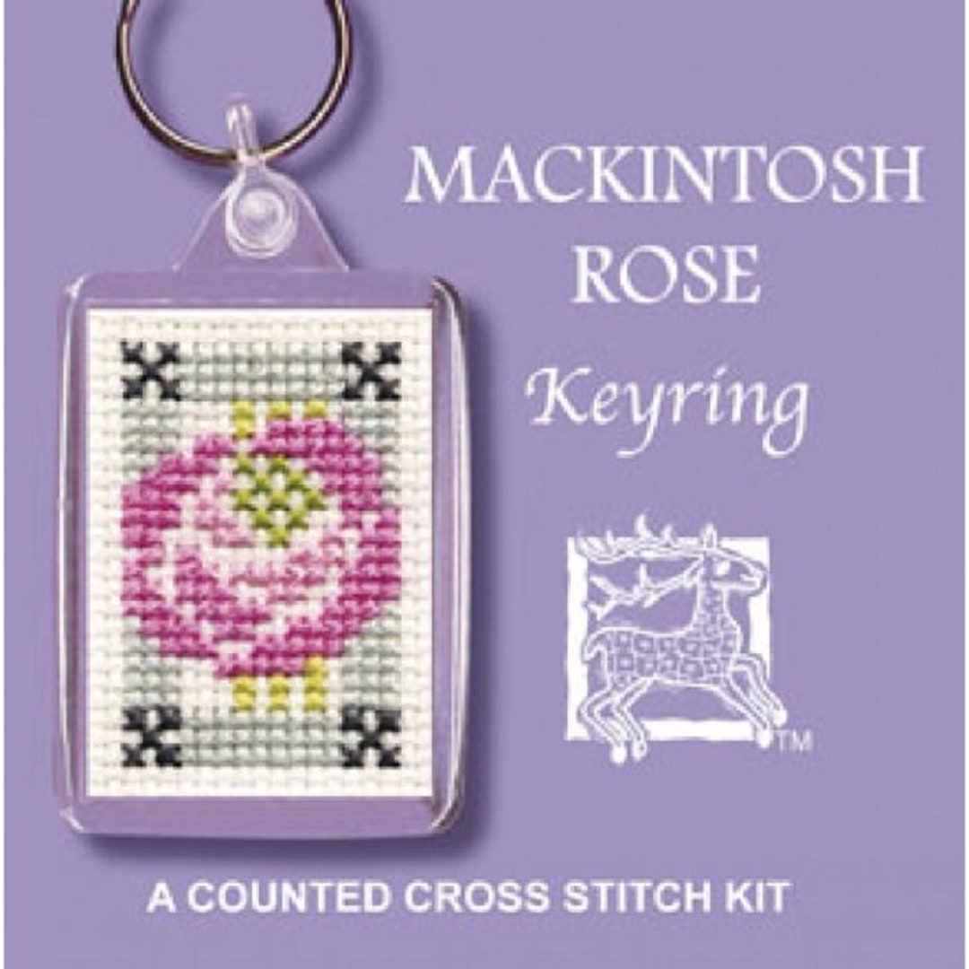 Mackintosh Rose Keyring Counted Cross Stitch Kit From Textile Heritage
