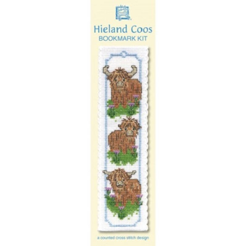 Scottish Animal Mini Cross Stitch Kit 6/" x 4/" Highland Cow 14 Count Aida