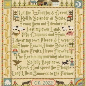 The Farmers Prayer Sampler Moira Blackburn ,Bothy Threads Counted cross stitch Kit , antique style sampler, celebration sampler