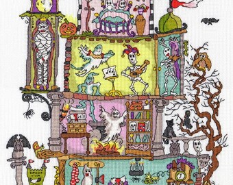 Kit De Point De Croix Compté Cut Thru Haunted House