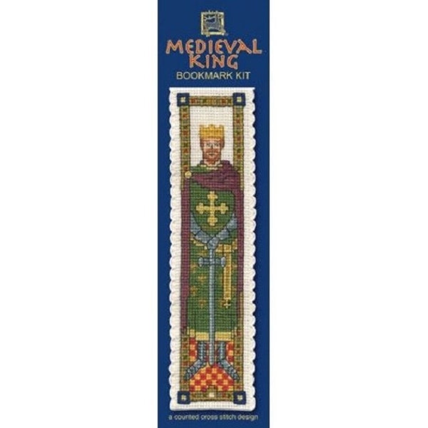 Medieval King Bookmark Cross Stitch Kit from Textile Heritage, king bookmark, english king kit, historical kit